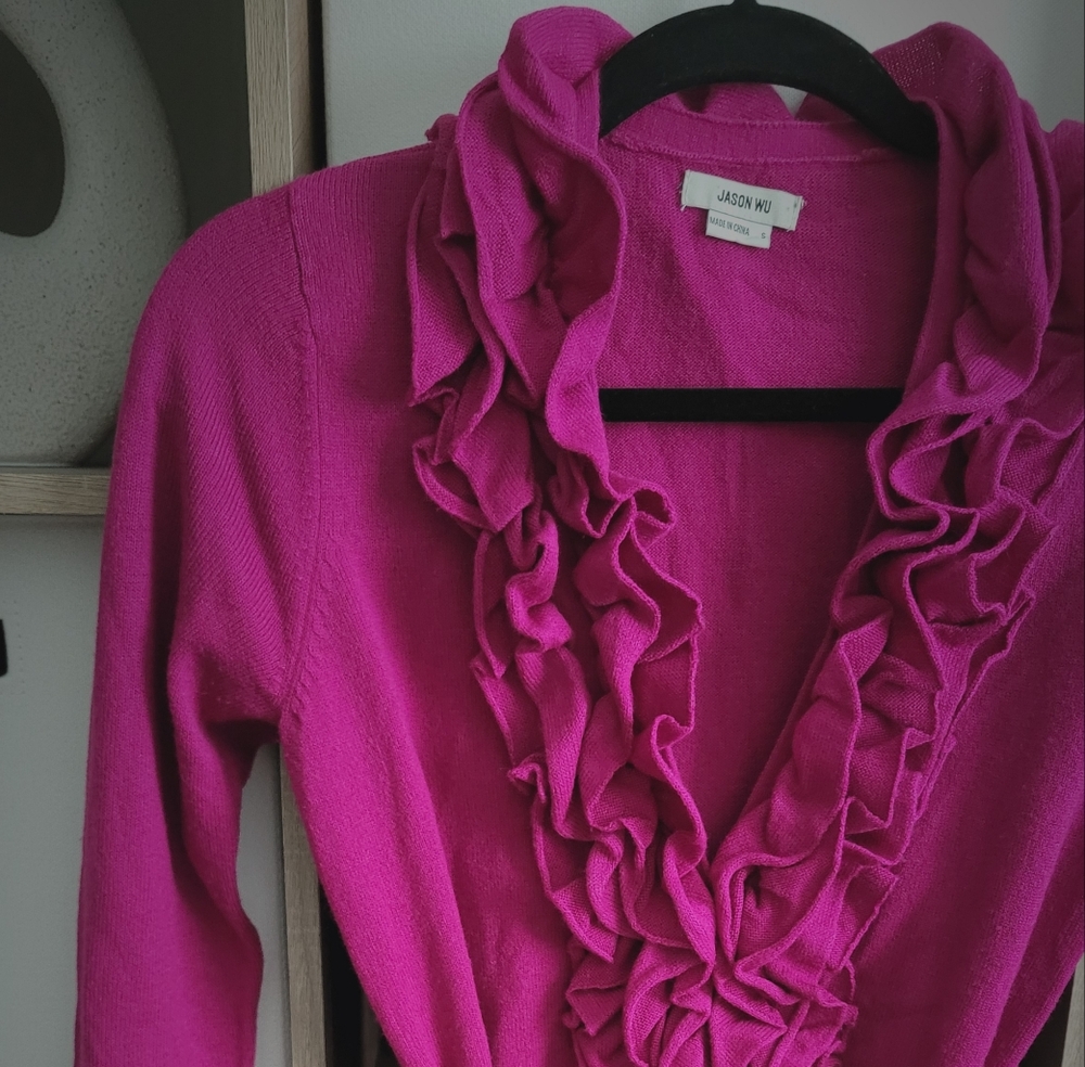 Jason Wu Fuchsia Ruffled Cardigan - Picture 4 of 13